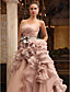  Ball Gown Strapless Chapel Train Tulle Satin Wedding Dress