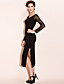  TS Lace Splicing Jersey Dress with Long Sleeve