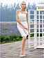  gaine / colonne bustier en organza mini robe de mariée en satin courte