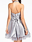  A-line Halter Knee-length Organza Over Taffeta Bridesmaid Dress