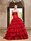  Ball Gown Strapless Floor-length Organza Satin Evening Dress