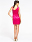  Sheath/ Column Straps Short/ Mini Satin Bridesmaid Dress