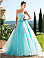  A-line Strapless Floor-length Tulle And Satin Evening Dress With Sequins