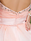  una línea de barrido cariño / cepillo tren vestido de organza de noche