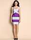  contraste de cor ts v pescoço sexy tieback vestido bandage bodycon
