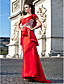  Trumpet/Mermaid One Shoulder Sweep/Brush Train Taffeta Evening Dress