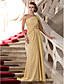  gaine / colonne un balayage / pinceau train robe de soirée en mousseline de soie d'épaule
