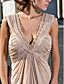  Sheath/Column V-neck Floor-length Chiffon Evening Dress With Beading And Ruching