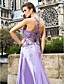  Sheath/Column V-neck Watteau Train Chiffon And Satin Evening Dress