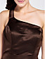  A-line One Shoulder Sleeveless Ankle-length Satin Bridesmaid Dress