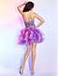  Ball Gown Sweetheart Short/Mini Organza Cocktail Dress With Ruffles And Sequins