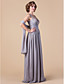  schede / column v-hals vloer-lengte chiffon moeder van de bruid jurk met een wrap