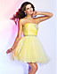  A-line Strapless Short/Mini Chiffon And Tulle Cocktail Dress With Beading And Crystal Detailing