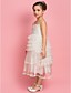  A-line Princess Square Straps Tea-length Organza Tulle Flower Girl Dress