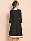  TS Organza Sleeve Contrast Color Swing Dress