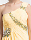  A-line One-Shoulder Sweep/Brush Train Chiffon Evening Dress