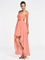  a-lijn strapless asymmetrische chiffon bruidsmeisje jurk