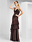 Sheath/Column V-neck Floor-length Chiffon Evening Dress