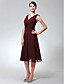  A-line V-neck Sleeveless Knee-length Chiffon Bridesmaid/Wedding Party Dress