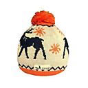 SAMII Jacquard Deer Crochet Knit Beanie Hat-Orange (0026) (Start From 20 Units)-Free Shipping