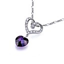 Lovely Purple Zirconia Dangle Platinum Plated Heart Pendant (MH1430) (Start From 3 Units)