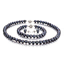 14k 7,5 - 8mm aaa schwarz Süßwasser-Zuchtperlen 3pc Set (dszz101) (ab 3 Stück) versandkostenfrei