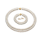 14k 6.5 - 7mm AA White Freshwater Pearl Three-Piece Jewelry Set