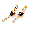 geel goud multi-gemstone vlinder lineaire bungelende oorbellen (ers003-zwart) (vanaf 3 eenheden)