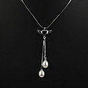White 7.5 - 8mm A Pearl Pendant Necklace with 16" Silver Chain (Start From 5 Units) Free Shipping