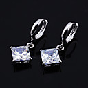 White Gold Square Cubic Zircon Drop Earring (ERS002-White) (Start From 3 Units)