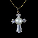 ouro branco pérola chapeado fw aa pingente colar (lqs035)