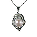 Silver Plated Lavender AA FW Pearl Pendant Necklace (LQS076)