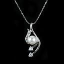 Sterling Silver White AA FW Pearl Pendant Necklace (LQS025)