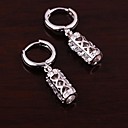 White Gold Cylinder Drop White Topaz Earring (ERS011) (Start From 3 Units)