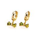 Peridot Bowknot Cubic Zirconia Earring in 18K Gold Plated CZ Earring 80808-35 (SZY261)