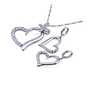 Heart Cubic Zirconia Pendant and Earring Set - CZ Jewelry Set SYX-0024 (SZY360)