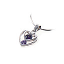 Heart In Heart Purple Cubic Zirconia Pendant - Sterling Silver Necklace 9863 (SZY765)