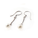 Shell Pearl Hook Earring Dangle - Sterling Silver Earring 10522 (SZY550)
