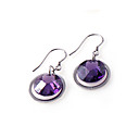 Purple Facet Cubic Zirconia Earring Drop - Sterling Silver Earring 8979 (SZY580)