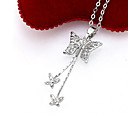 Platinum Butterfly Clear Cubic Zirconia Pendant Necklace-Cubic Zirconia Necklace PYX2-0065 (SZY710)