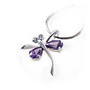 Purple Cubic Zirconia Dragonfly Pendant - Sterling Silver Necklace 9849 (SZY753)