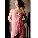Pink Sexy See-though Tulle 2-piece Babydoll Lingerie 2140