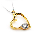 sterling zilveren solitaire op hart-cz hanger-cz ketting d24718 (szy1394)