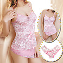 sexy rosa gasa blanca con bordados 2-pieza babydoll lencería b725464