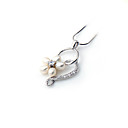 Sterling Silver Pearl Flower Pendant-Sterling Silver Necklace 1183 (SZY1543)