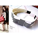 Gossip Girl Hair White And Black Striped Hoop Wide Webbing Bow Hair Band (GGA0023)