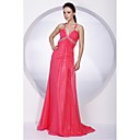 2010 Style Empire Spaghetti Straps Sweep/ Brush Train Chiffon Elastic Woven Satin Evening/ Prom/ Homecoming Dress (FSD0247)