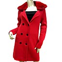 echt bont nek gekookte wol trenchcoat jas van de vrouw (hhx004)
