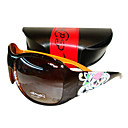 nuevo tatuaje de gafas de sol de diseño de moda tattoonew + paño de limpieza libre y estuche duro - marco de café oscuro, con patrón de cráne