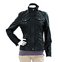 militaire pocket detail gewassen kunstleer pu jas dames jas (0102ak002-0721)